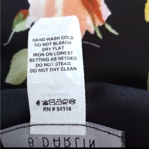 B. DARLIN BLACK & PEACH FLORAL HIGH NECK FIT & FLAIR DRESS SZ.1/2 EUC - Picture 9 of 9